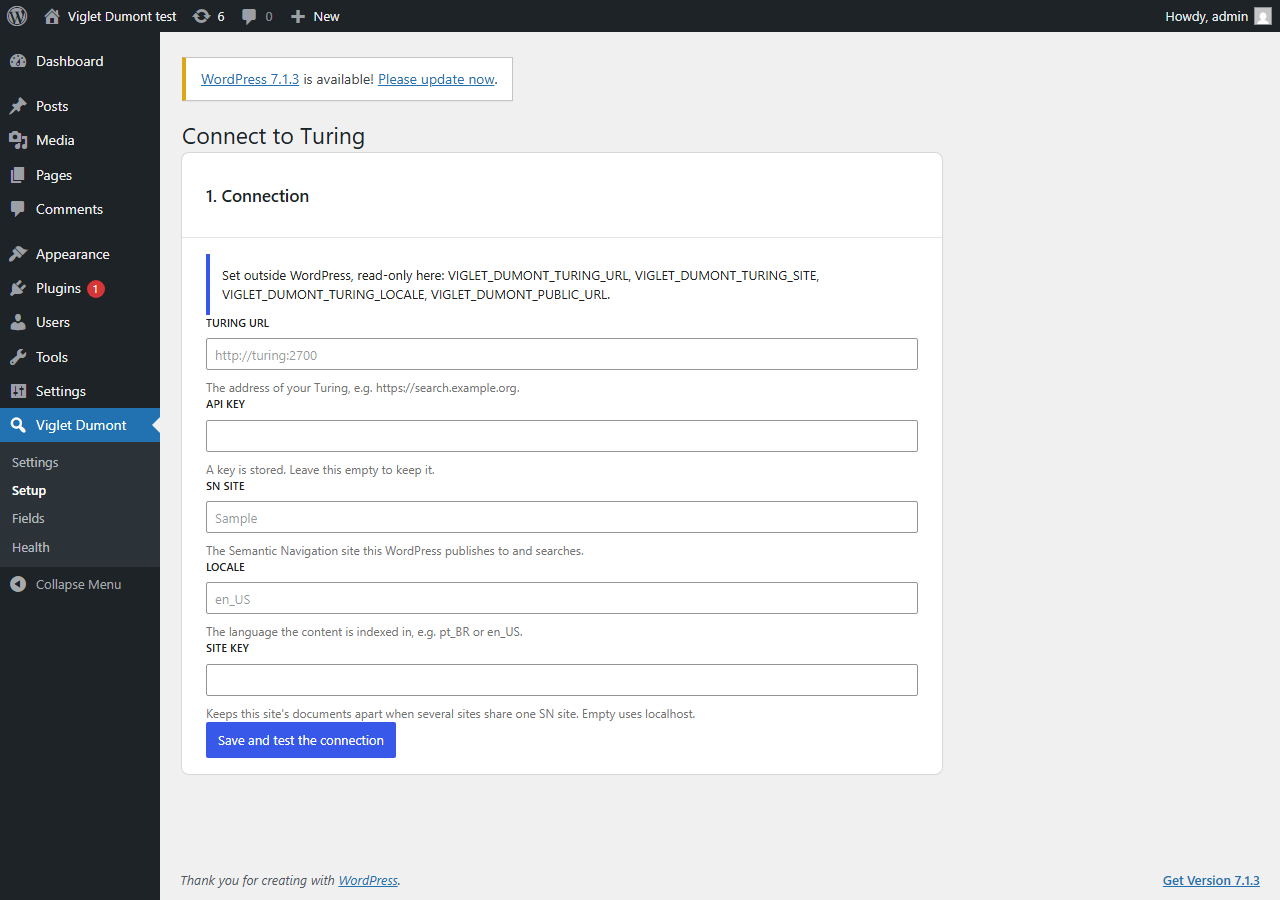 The Setup page